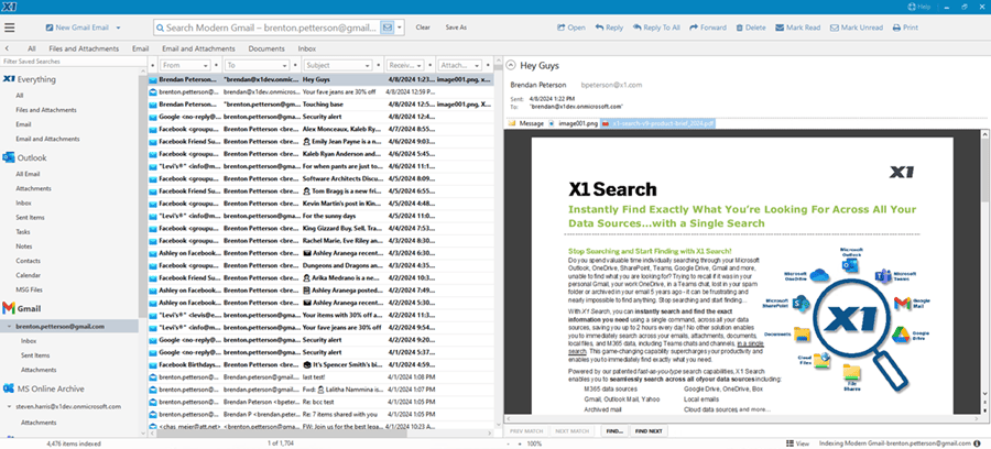 screenshot of X1 Search